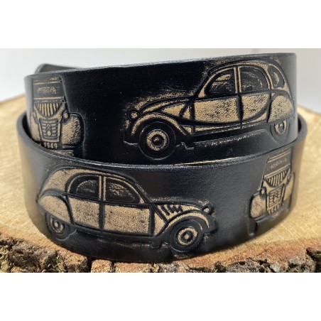 ceinture en cuir maxi 2cv noire